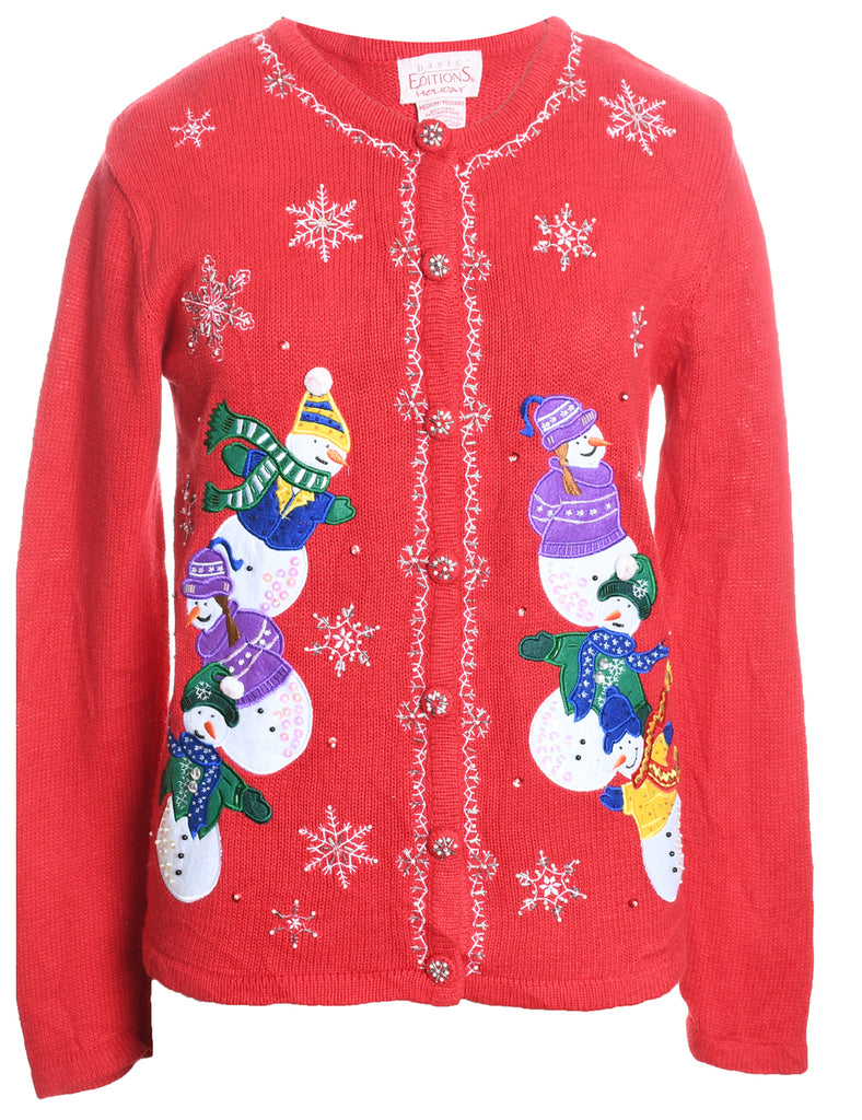 Snowman Christmas Cardigan - M