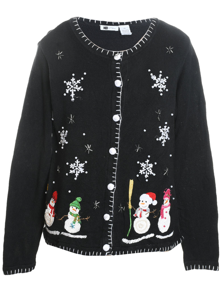 Snowman Christmas Cardigan - L