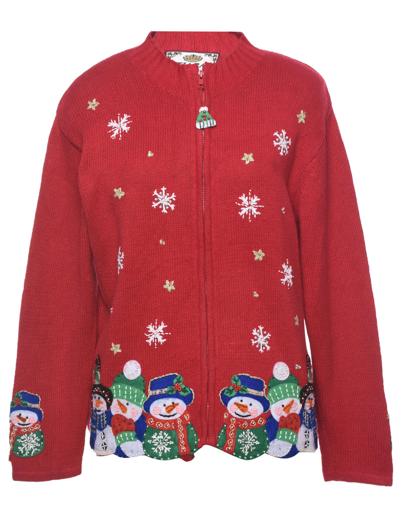 Snowman Christmas Cardigan - L