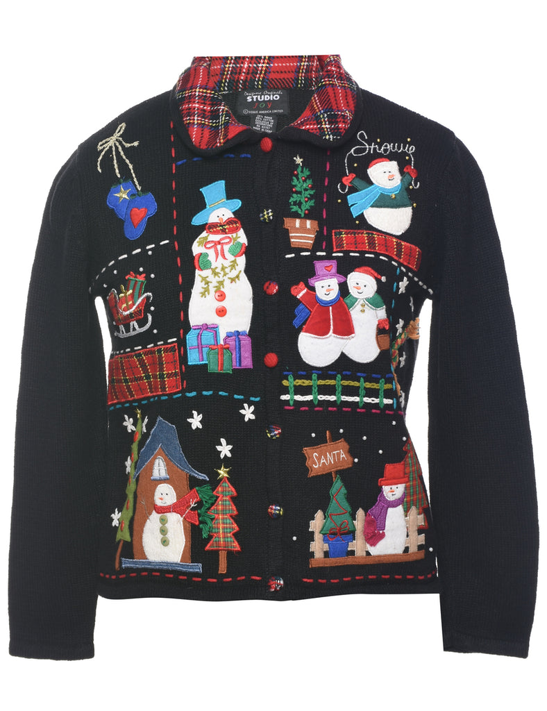 Snowman Christmas Cardigan - M