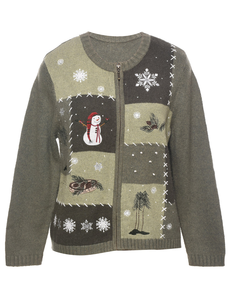 Snowman Christmas Cardigan - M