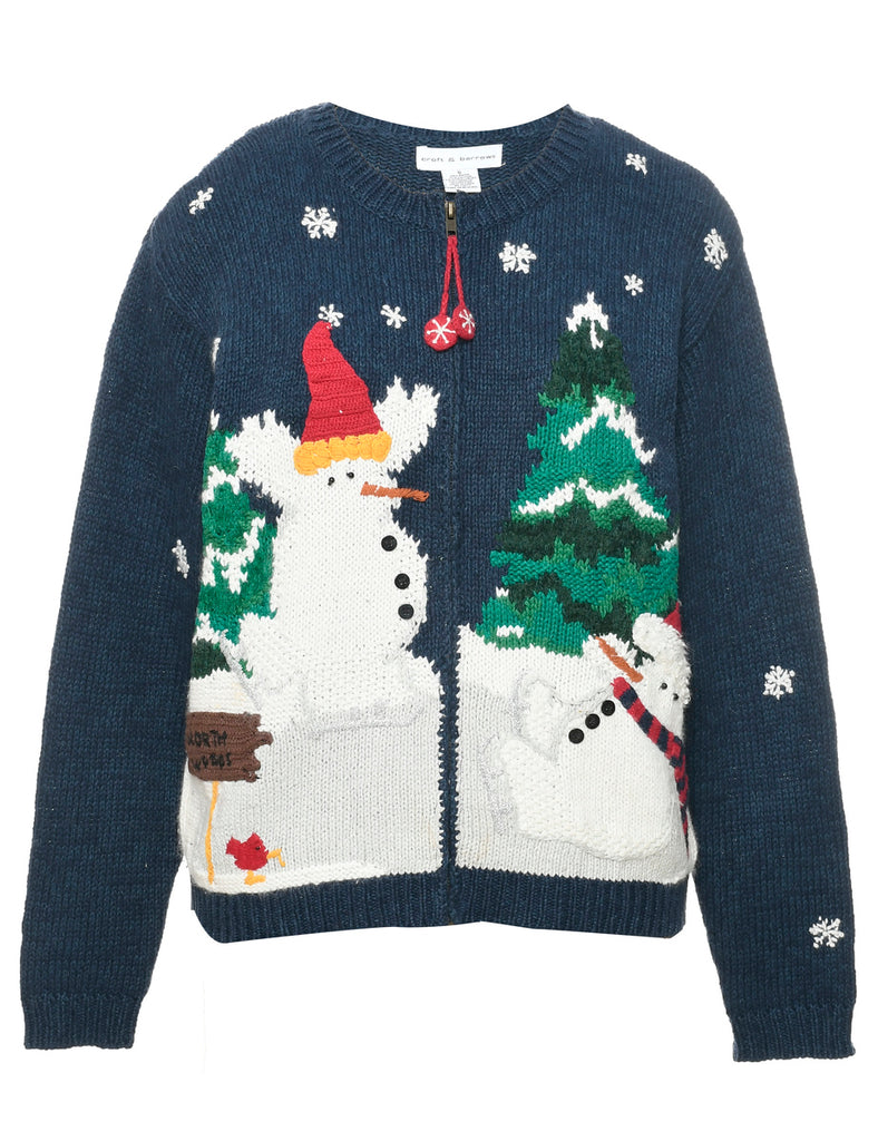 Snowman Christmas Cardigan - M