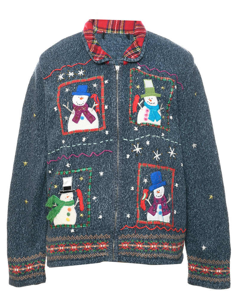 Snowman Christmas Cardigan - M