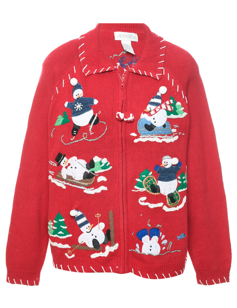 Snowman Christmas Cardigan - M