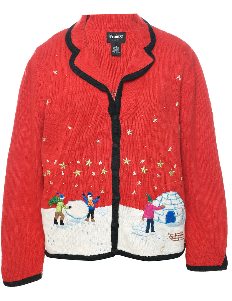 Snowman Christmas Cardigan - M