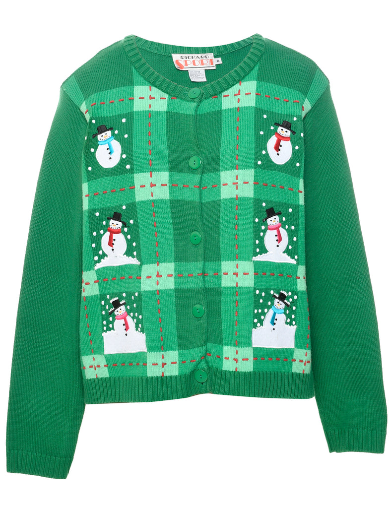 Snowman Christmas Cardigan - M