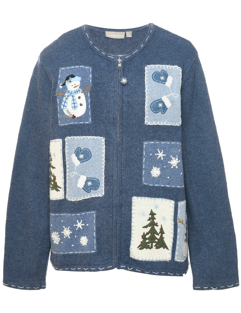 Snowman Christmas Cardigan - L