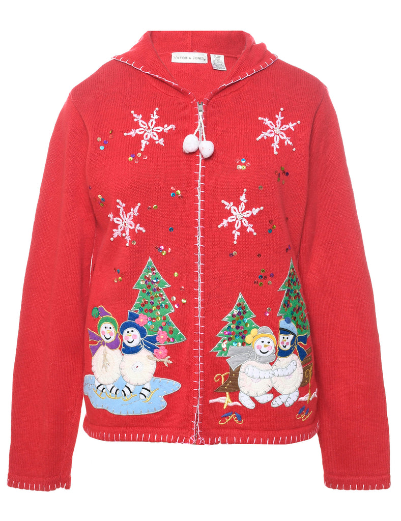 Snowman Christmas Cardigan - M