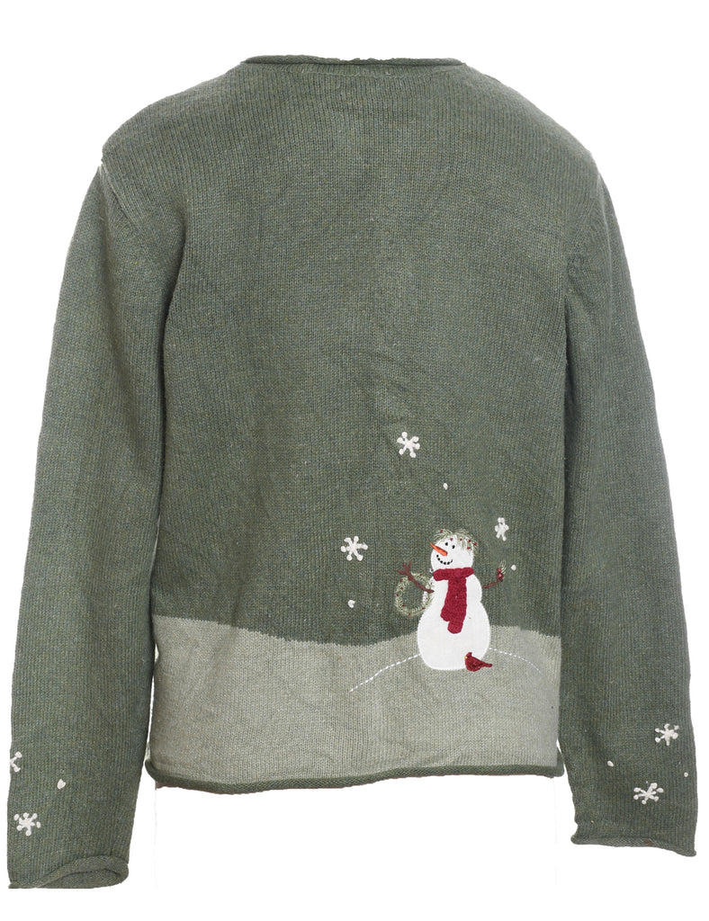 Snowman Christmas Cardigan - M