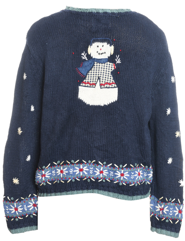 Snowman Christmas Cardigan - M