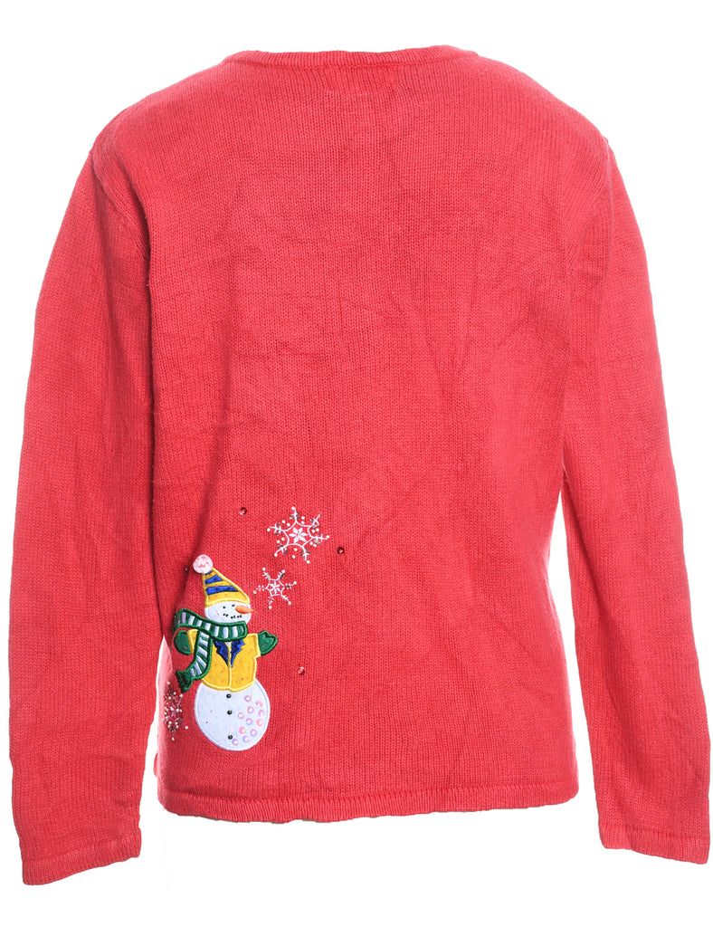 Snowman Christmas Cardigan - L