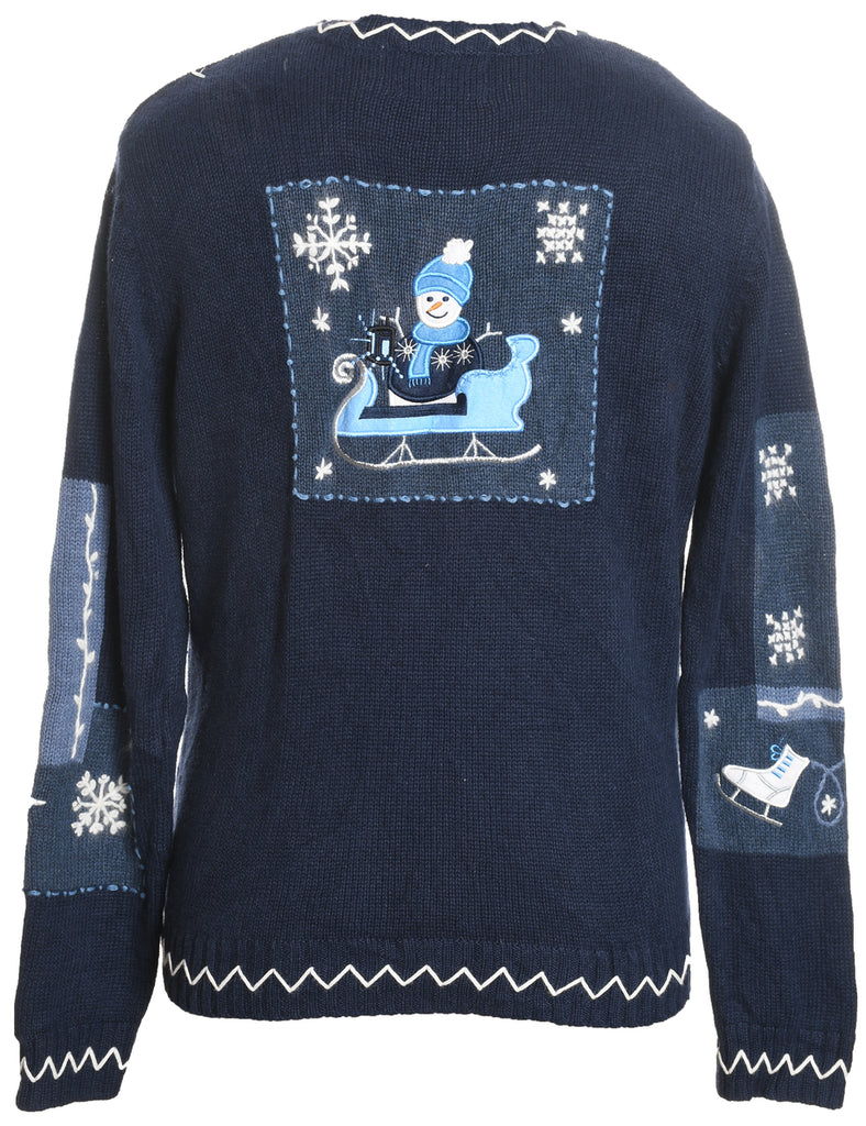 Snowman Christmas Cardigan - L