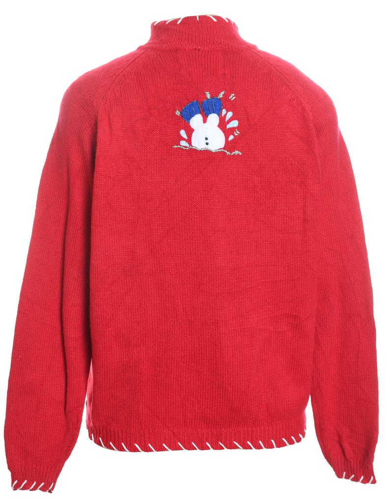 Snowman Christmas Cardigan - L