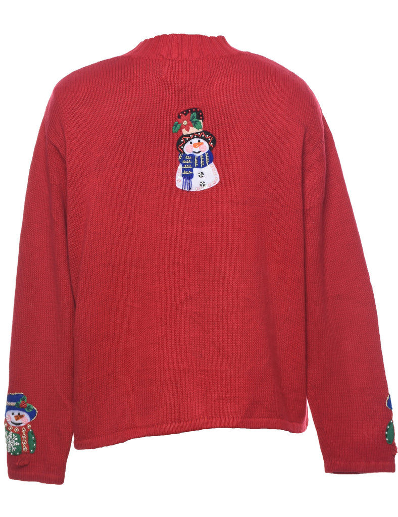 Snowman Christmas Cardigan - L