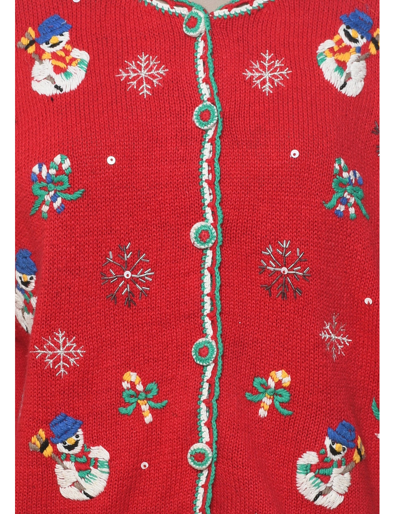 Snowman Christmas Cardigan - L