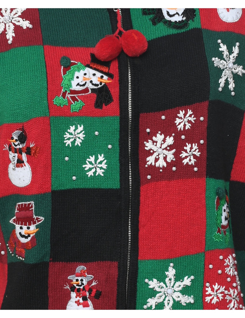 Snowman Christmas Cardigan - L