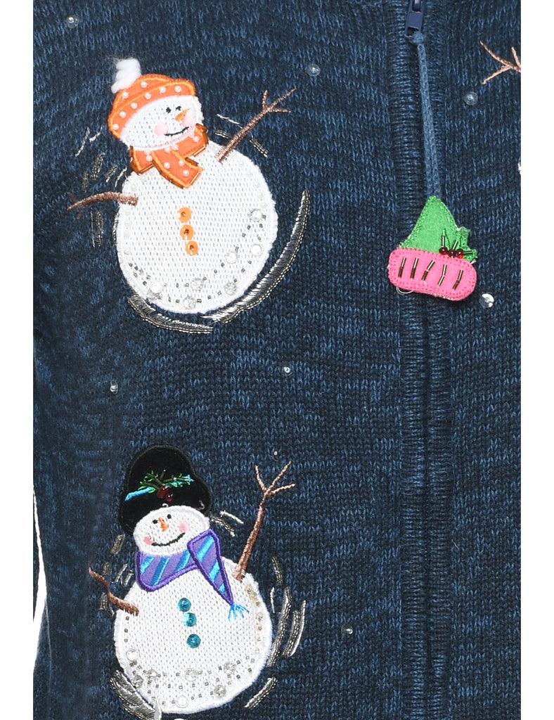 Snowman Christmas Cardigan - M