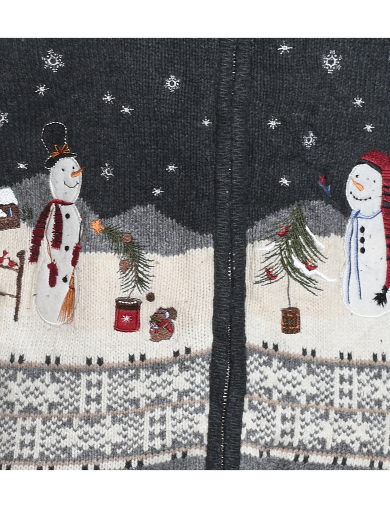 Snowman Christmas Cardigan - M