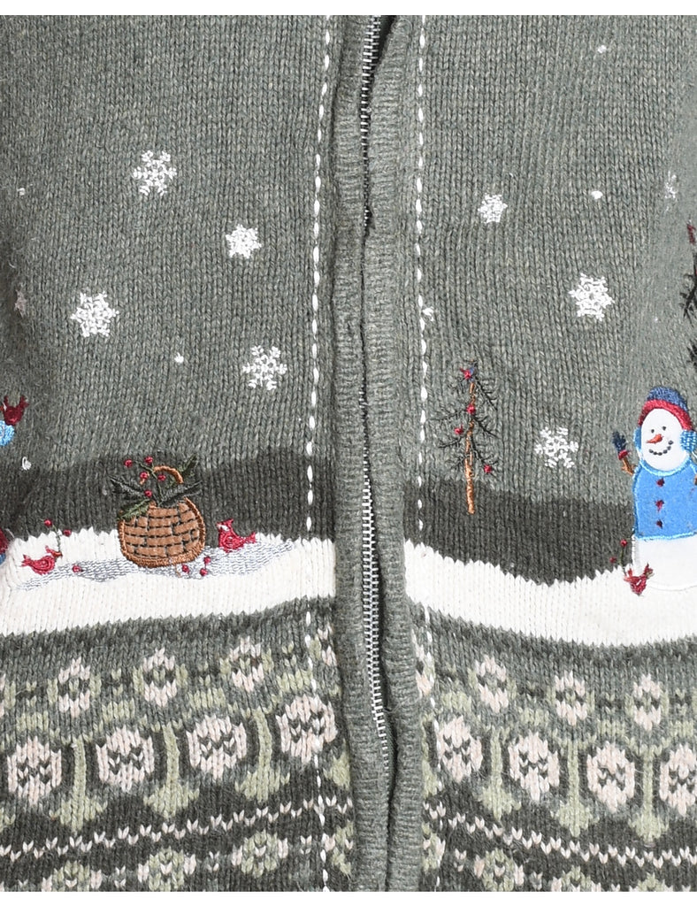 Snowman Christmas Cardigan - M