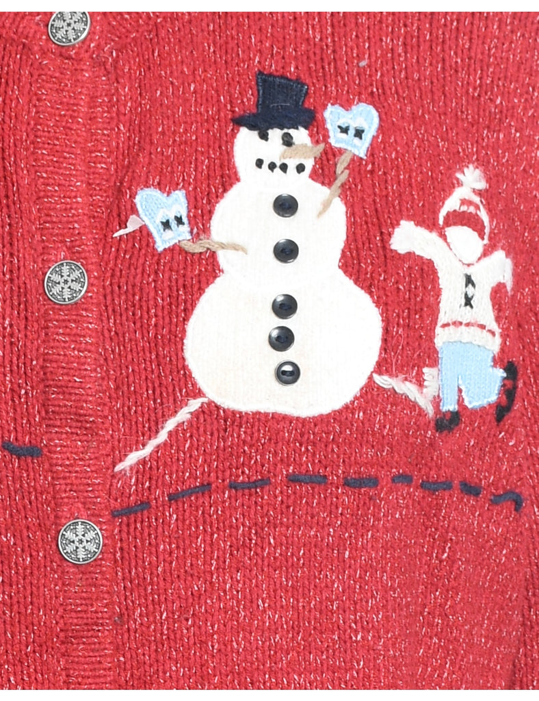 Snowman Christmas Cardigan - L