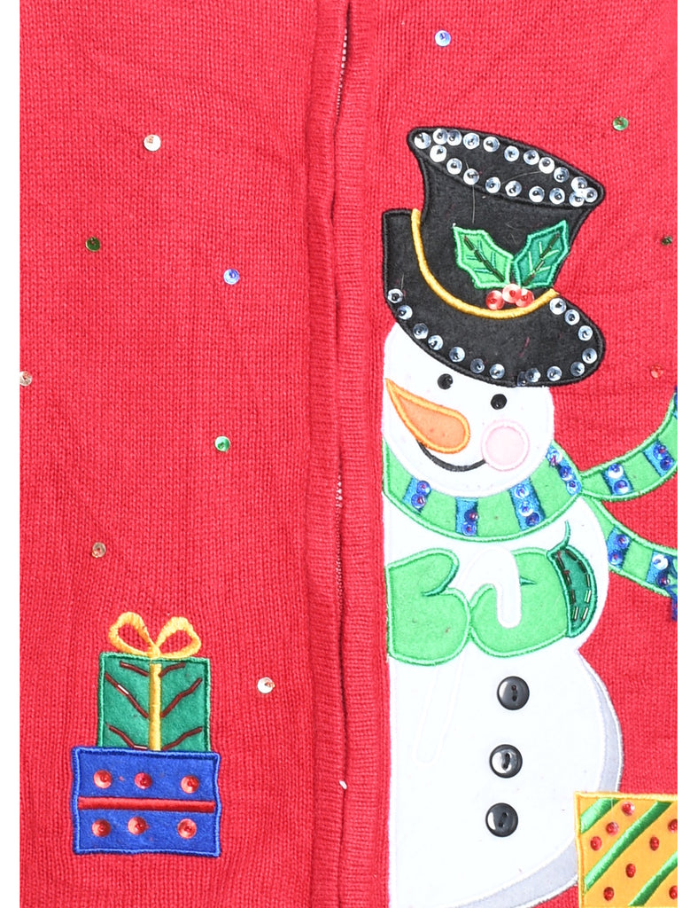 Snowman Christmas Cardigan - L