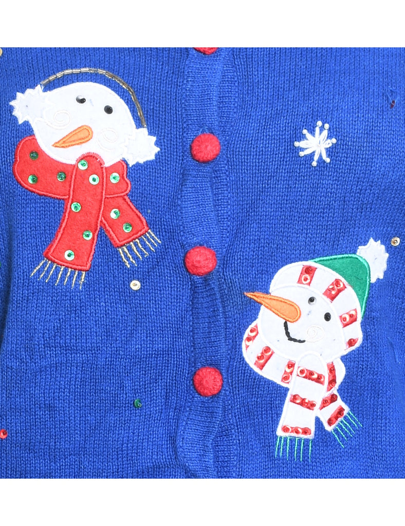 Snowman Christmas Cardigan - L