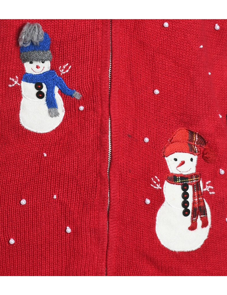 Snowman Christmas Cardigan - M