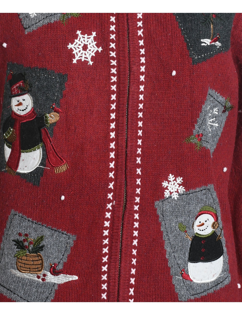 Snowman Christmas Cardigan - L