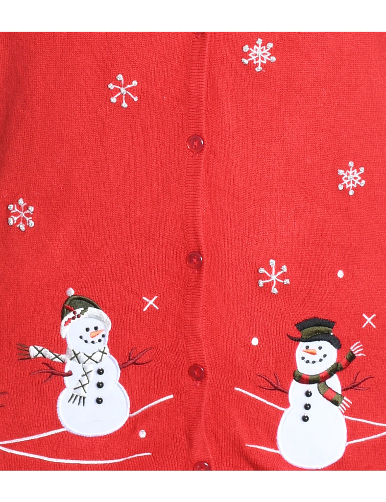 Snowman Christmas Cardigan - M