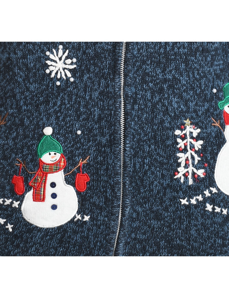 Snowman Christmas Cardigan - L