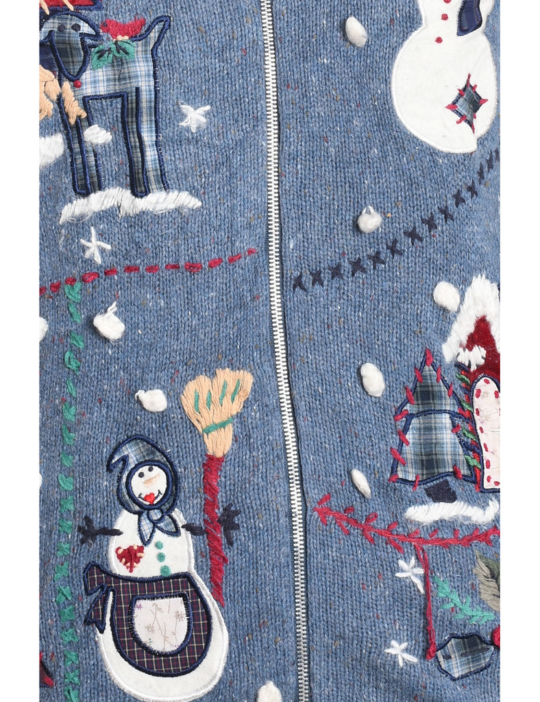 Snowman Christmas Cardigan - M