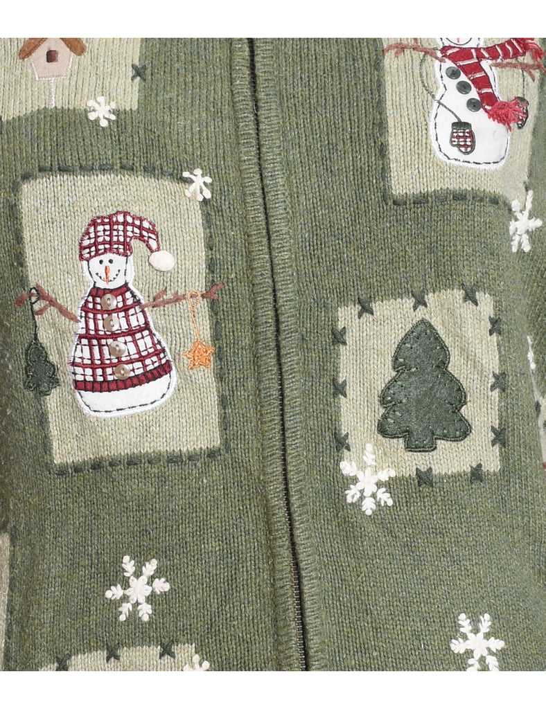 Snowman Christmas Cardigan - M