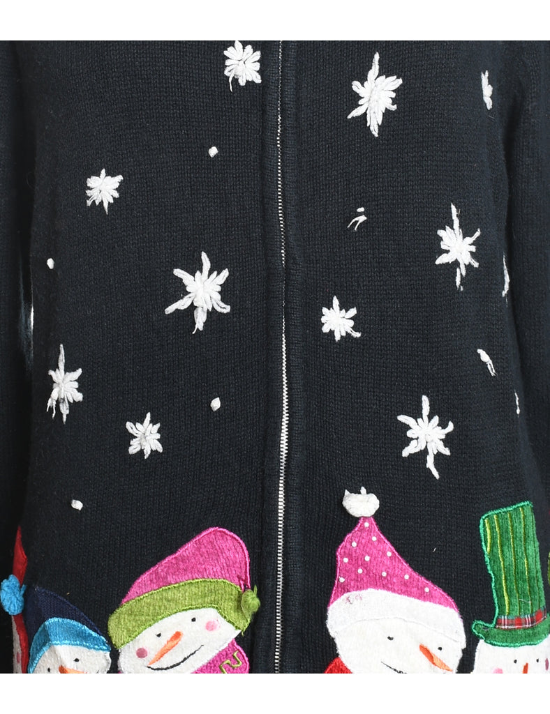 Snowman Christmas Cardigan - L