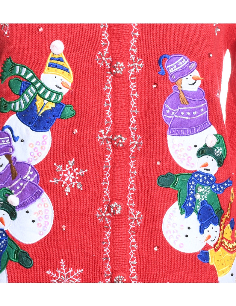 Snowman Christmas Cardigan - M