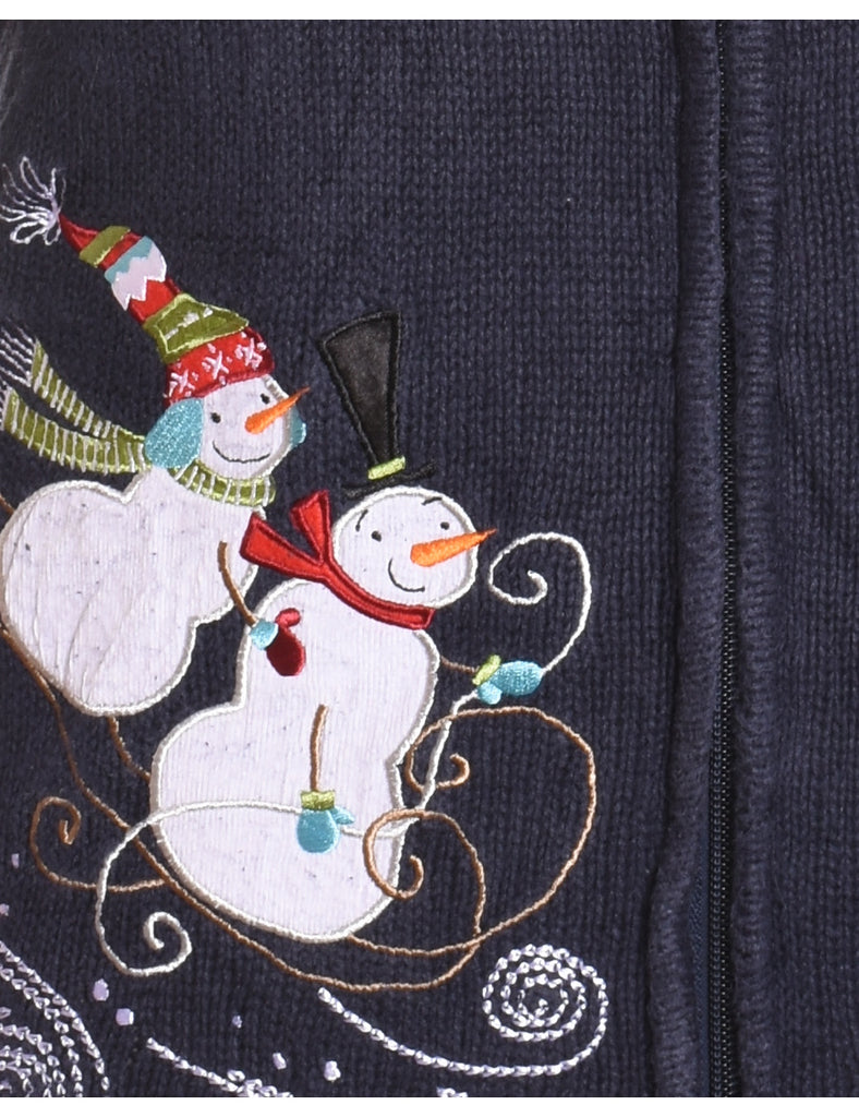 Snowman Christmas Cardigan - M