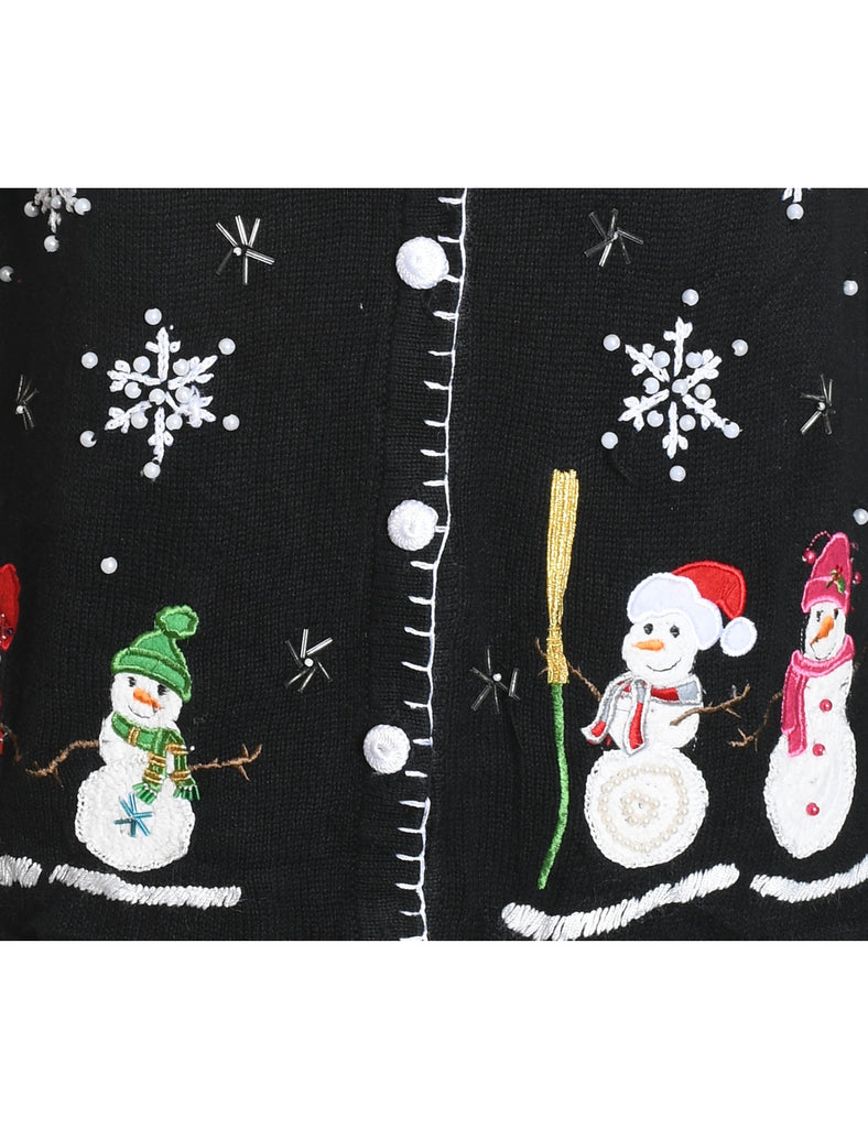 Snowman Christmas Cardigan - L