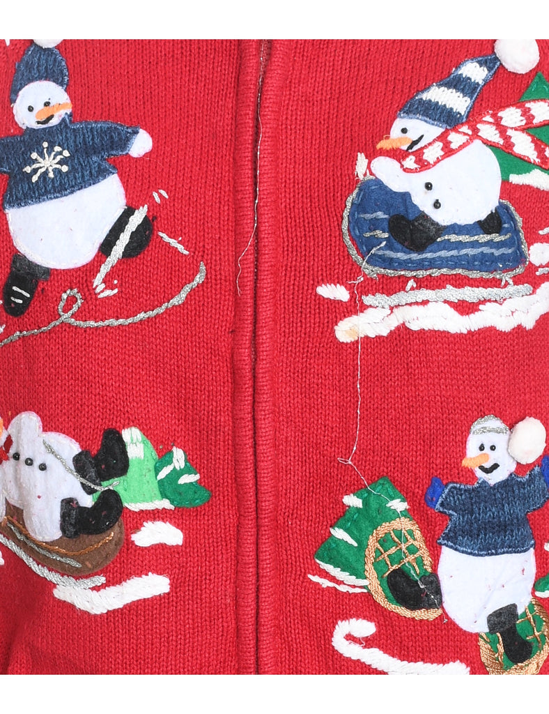 Snowman Christmas Cardigan - L