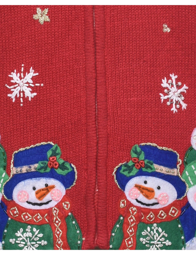 Snowman Christmas Cardigan - L