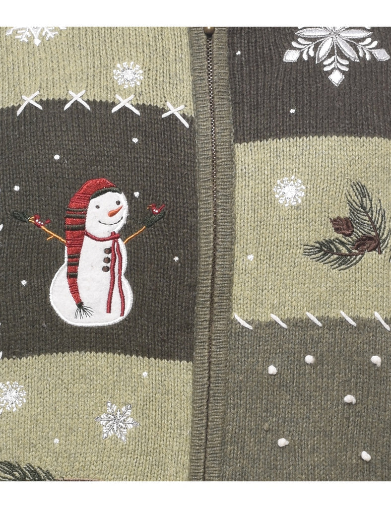 Snowman Christmas Cardigan - M