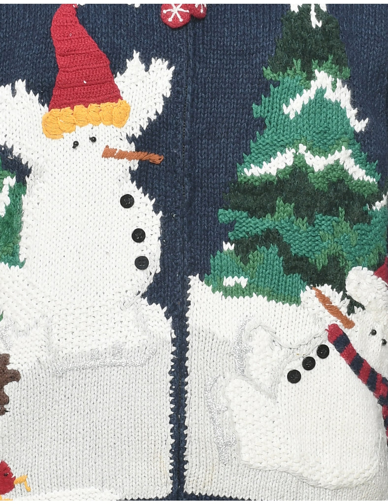 Snowman Christmas Cardigan - M