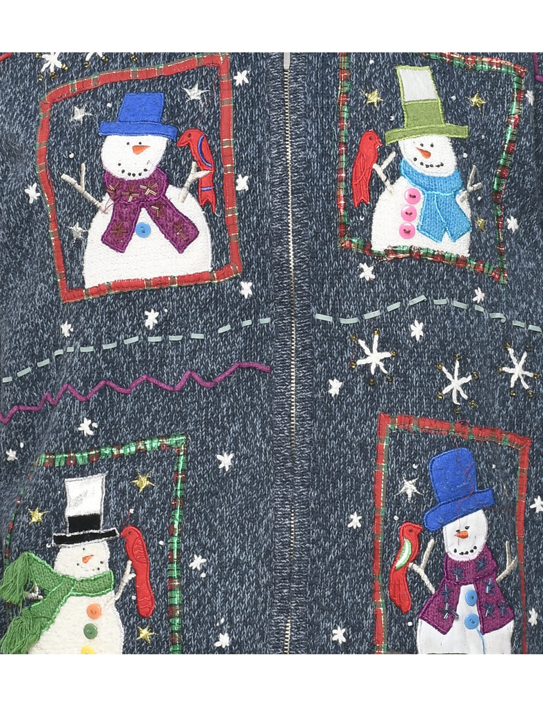 Snowman Christmas Cardigan - M