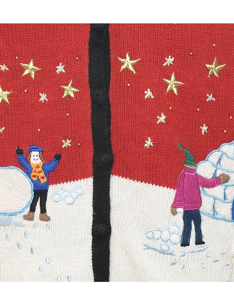 Snowman Christmas Cardigan - M