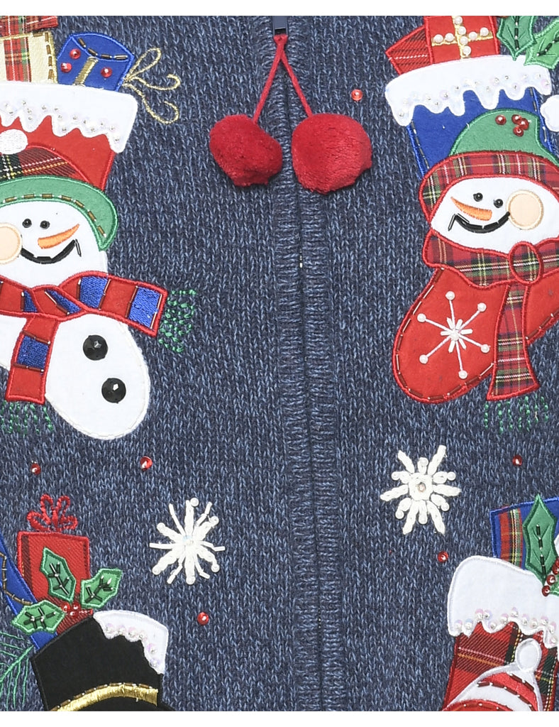 Snowman Christmas Cardigan - L