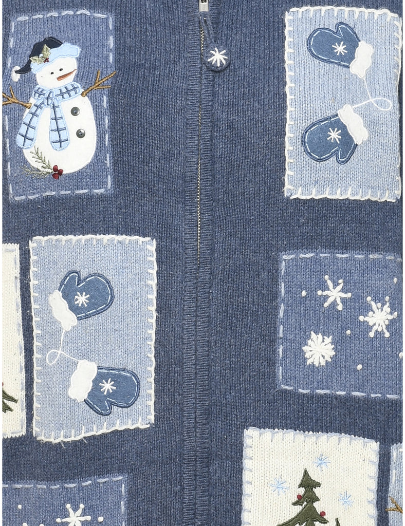 Snowman Christmas Cardigan - L