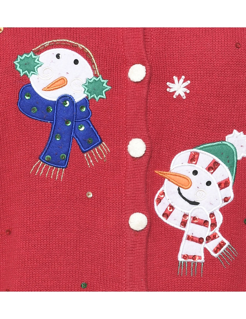 Snowman Christmas Cardigan - L