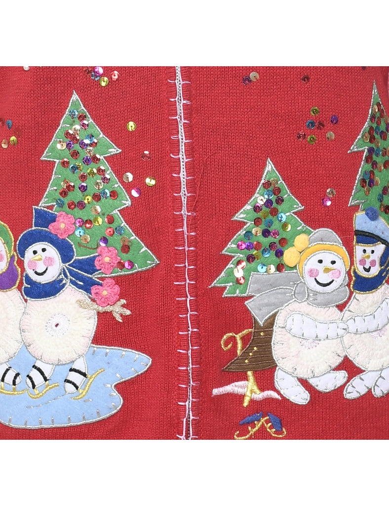 Snowman Christmas Cardigan - M