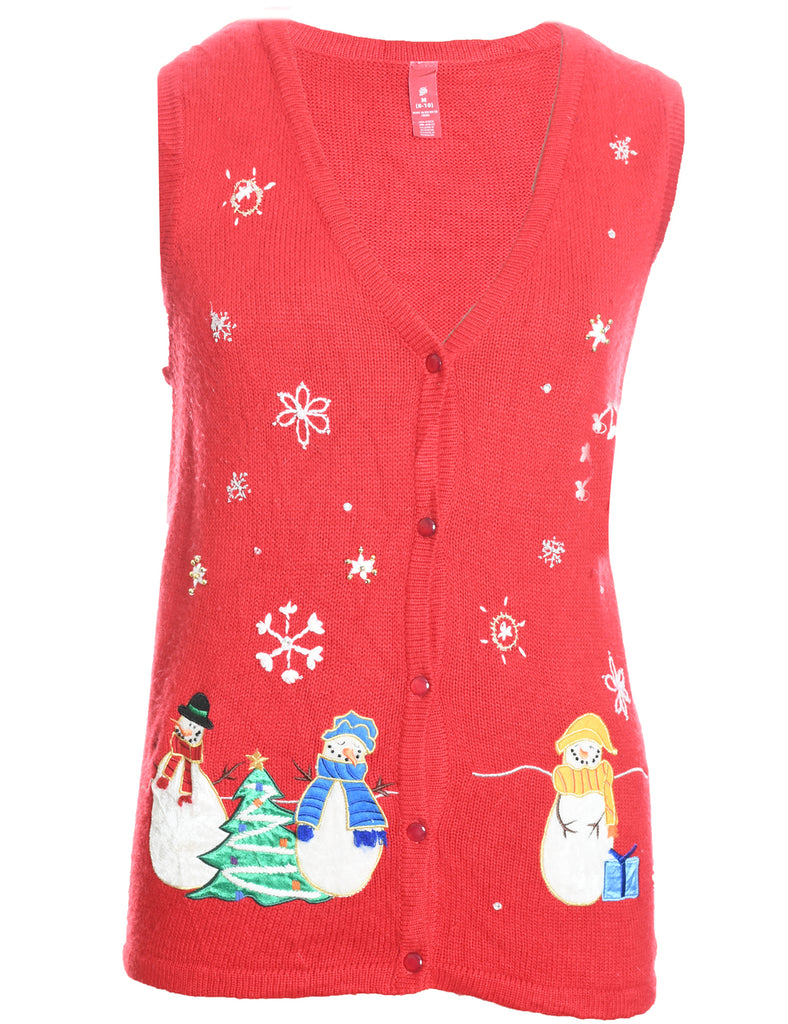 Snowman Christmas Sweater Vest - M