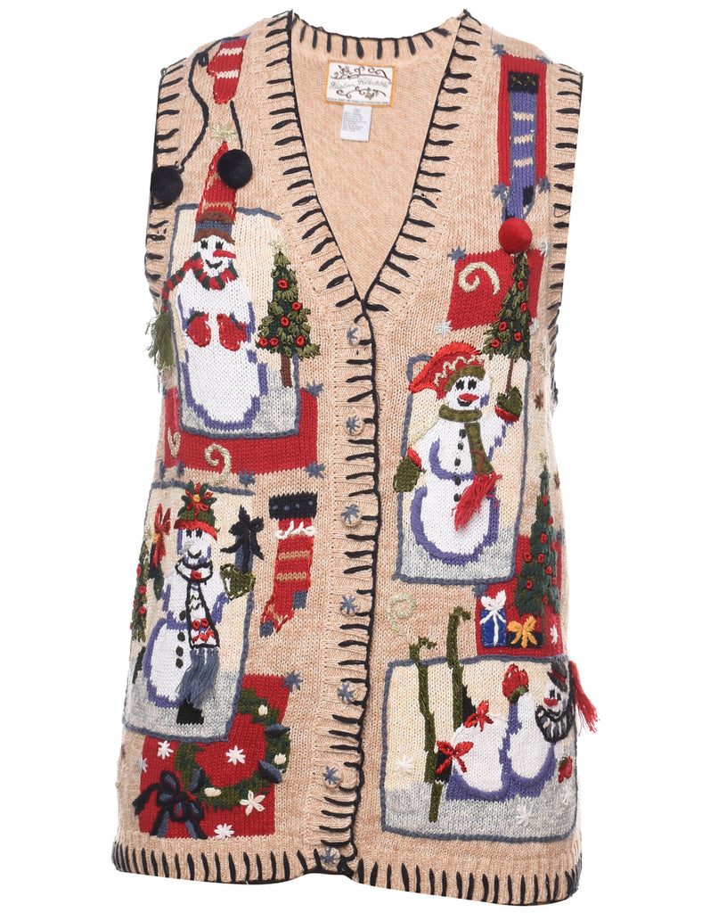 Snowman Christmas Sweater Vest - S