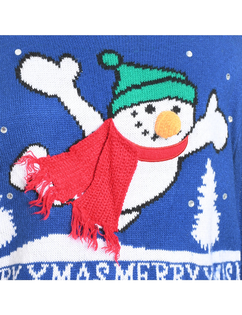 Snowman Knit Christmas Jumper - M