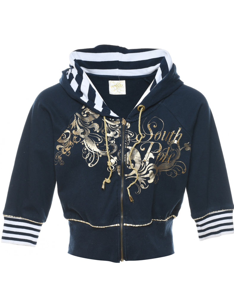 South Pole Navy & Gold Y2K Hoodie - L